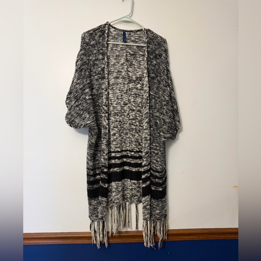 Falls Creek Black and Gray Fringe Cardigan